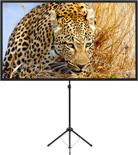 Portable Projector Screen with Stand, Outdoor Movie Screen, 80 Inch 16:9, Light-Weight, Mobile and Compact, Easy Setup and Carrying, Projection Screen with 1.2 Gain Glass Fiber, Idea for Home Cinema.