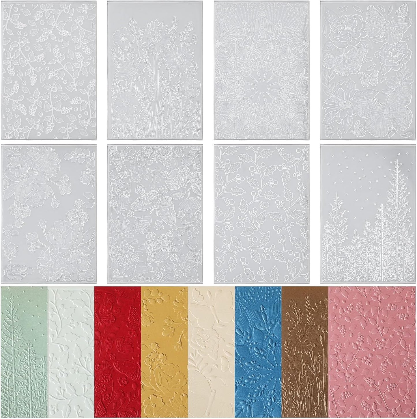 Geiserailie 8 Pieces Embossing Folders Embossing Machine Template Paper Card Heart Folders for Card Making DIY Flower Scrapbook Photo Album Craft Decoration 5.9 x 4.1 Inch(8 Pcs,Elegant Style)