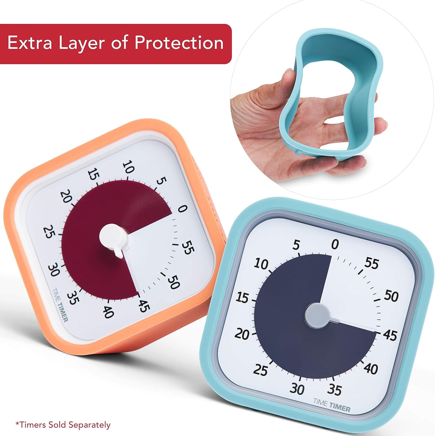 TIME TIMER Home MOD Color Cases - for Classroom Learning, Homeschool Study Tool, Student Desk Clock and Office Meetings with Silent Operation (2-Pack), Orange & Blue Pack