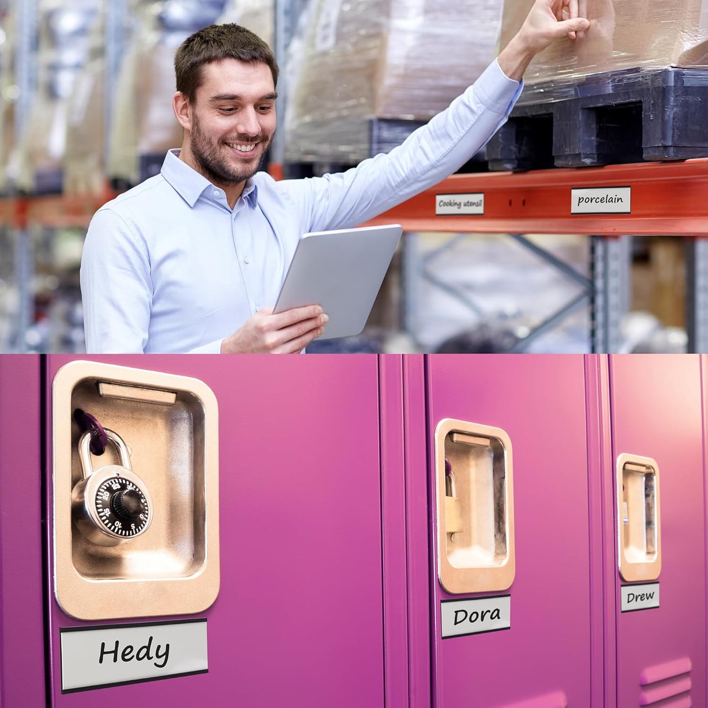 Realth C Channel Magnetic Label Holders 30 Pack 1'' x 3'' with Paper Inserts and Clear Plastic Protectors, Magnetic Data Card Holders File Cabinet Labels for Metal Racks and Shelves