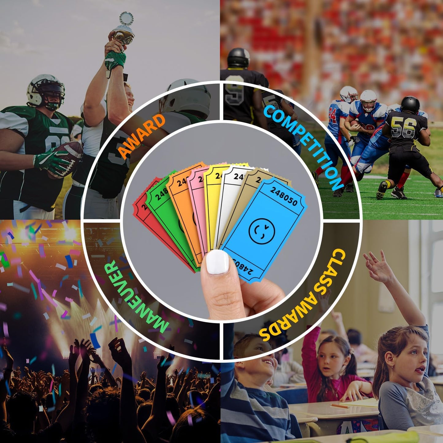 Methdic 1000 Smile Raffle Tickets Brown, Single Roll, Ticket for Events, Entry, Class Reward, Fundraiser & Prizes