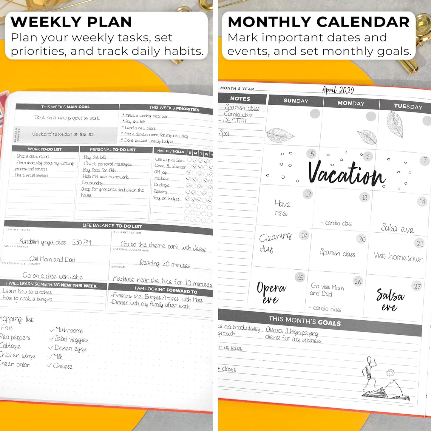 Clever Fox Planner Daily PRO - 8.5 x 11" A4 Size Daily Life Planner and Gratitude Journal to Increase Productivity, Time Management and Hit Your Goals - Undated - Lasts 3 Months (Orange)