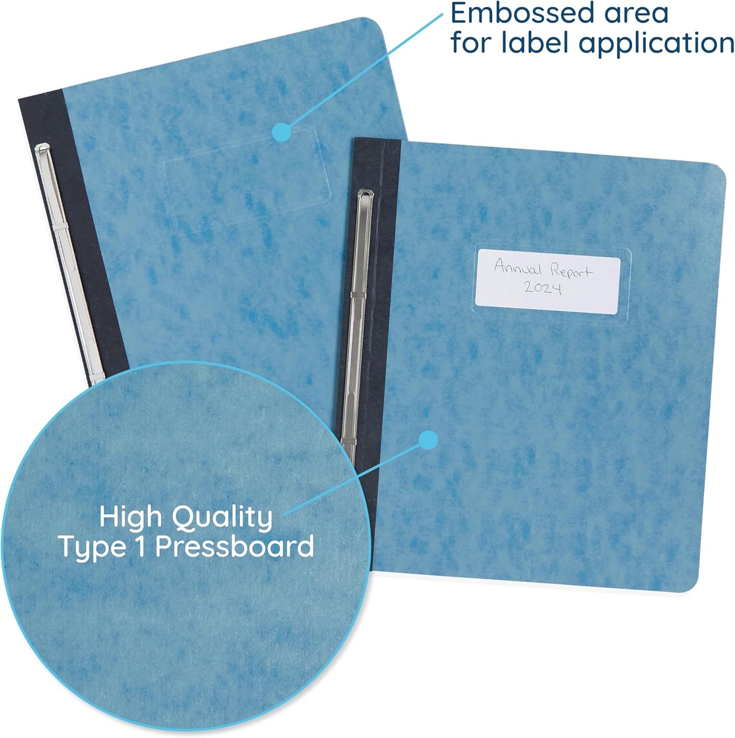 25 Blue Summit Supplies Pressboard Report Cover, Light Blue Business Report Covers, Pressboard Binder 8.5x11, Letter Size Report Binder, 25 Pack, 3'' Capacity