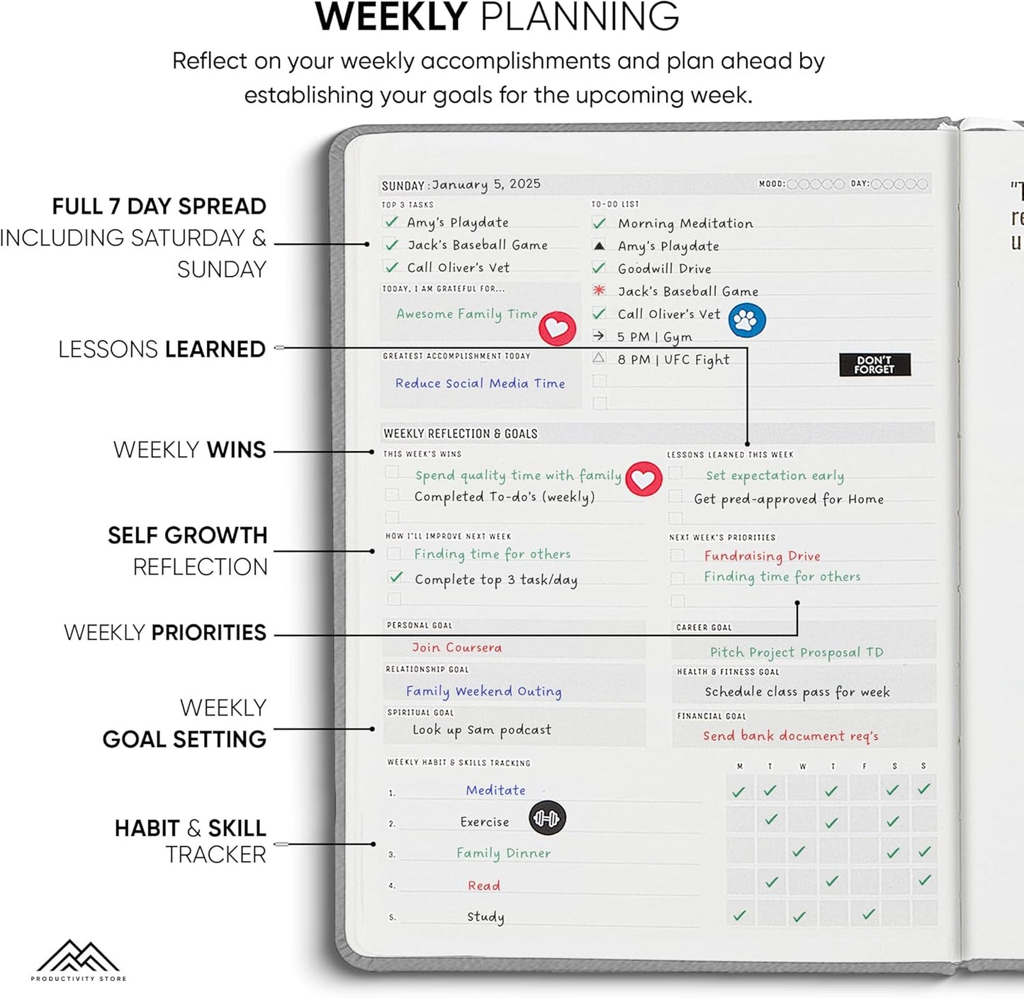 Undated, 2025 Planner, 8.5" x 11" - The #1 Productivity Planner to Achieve Your 2025 Goals - Planner 2025-2026 by PRODUCTIVITY STORE (A4, GREY)