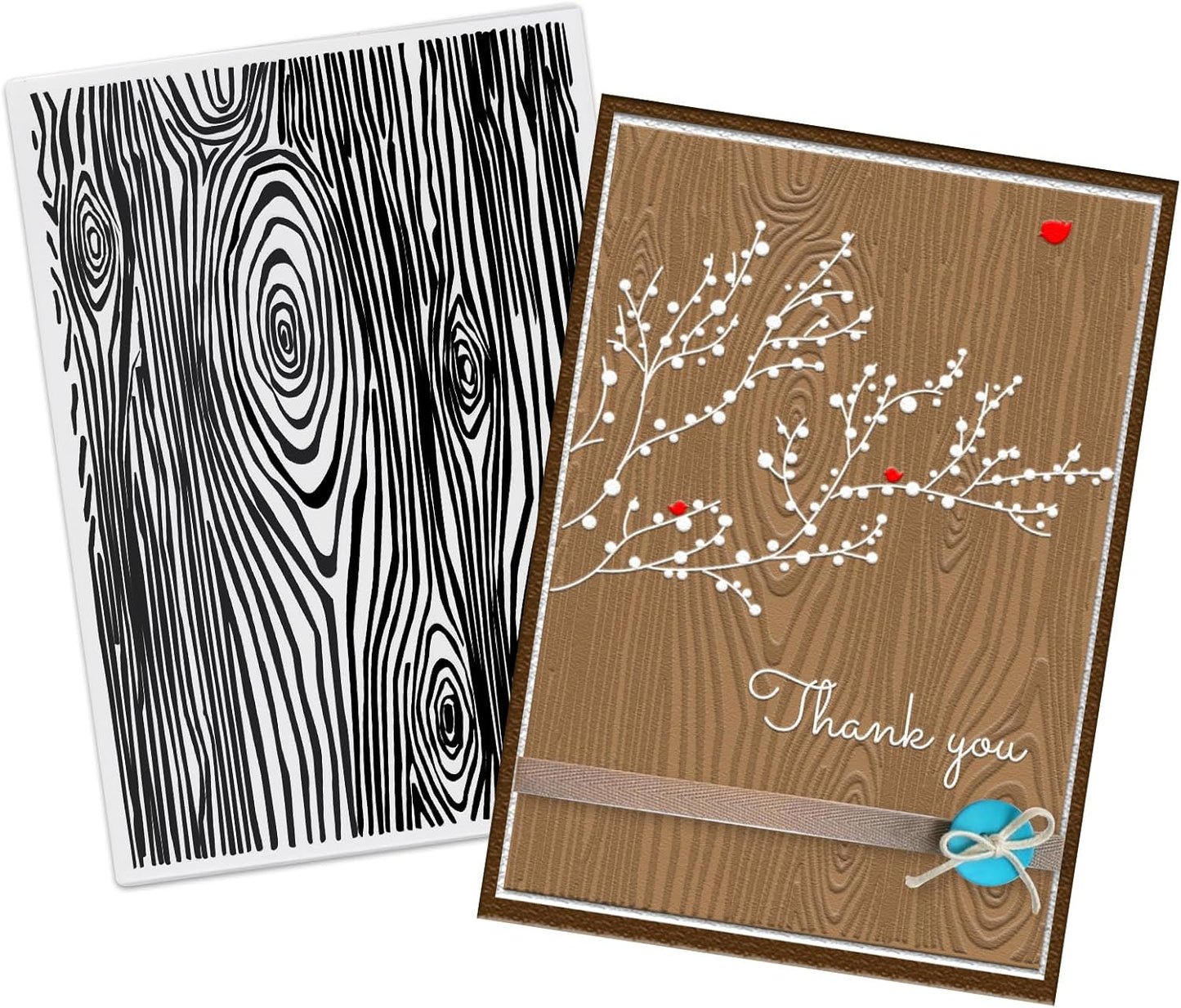 ALIBBON Wood Grain Background Plastic Embossing Folders for Card Making, Wooden Stripes Background Embossing Folders for DIY Scrapbooking, Tree Bark Folders for Paper Craft Photo Album Decorations