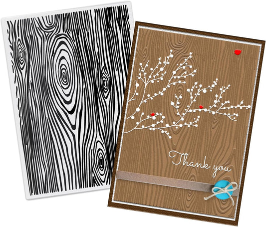 ALIBBON Wood Grain Background Plastic Embossing Folders for Card Making, Wooden Stripes Background Embossing Folders for DIY Scrapbooking, Tree Bark Folders for Paper Craft Photo Album Decorations