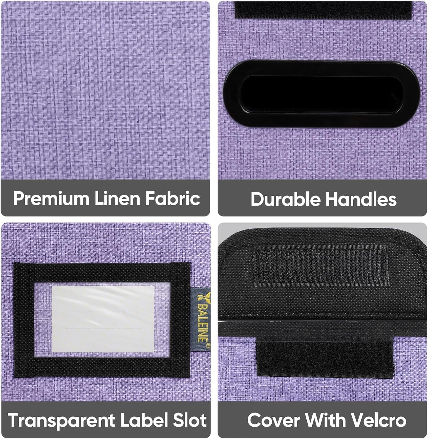 BALEINE File Organizer Box with Lid, Collapsible File Folder Organizer with Plastic Slide, Hanging File Folder Box for Office Document Storage (2 Pack, Purple, S)