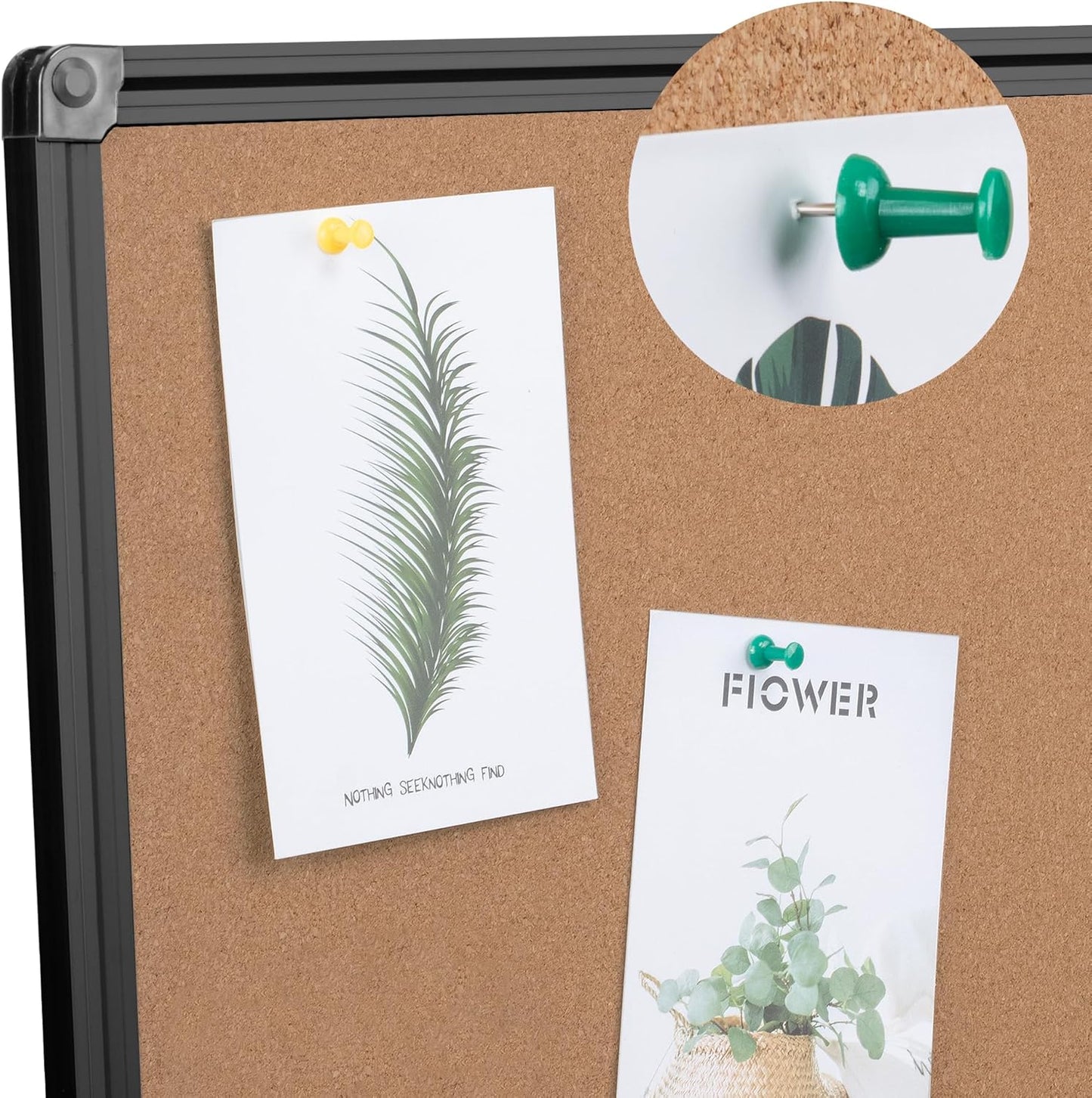 Board2by Extra Large Cork Bulletin Board 72" X 48", Foldable Notice Pin Board for Wall, Black Aluminium Framed 6'x4' Corkboard, Wall Mounted Noticeboard with 32 Push Pins for School, Home & Office