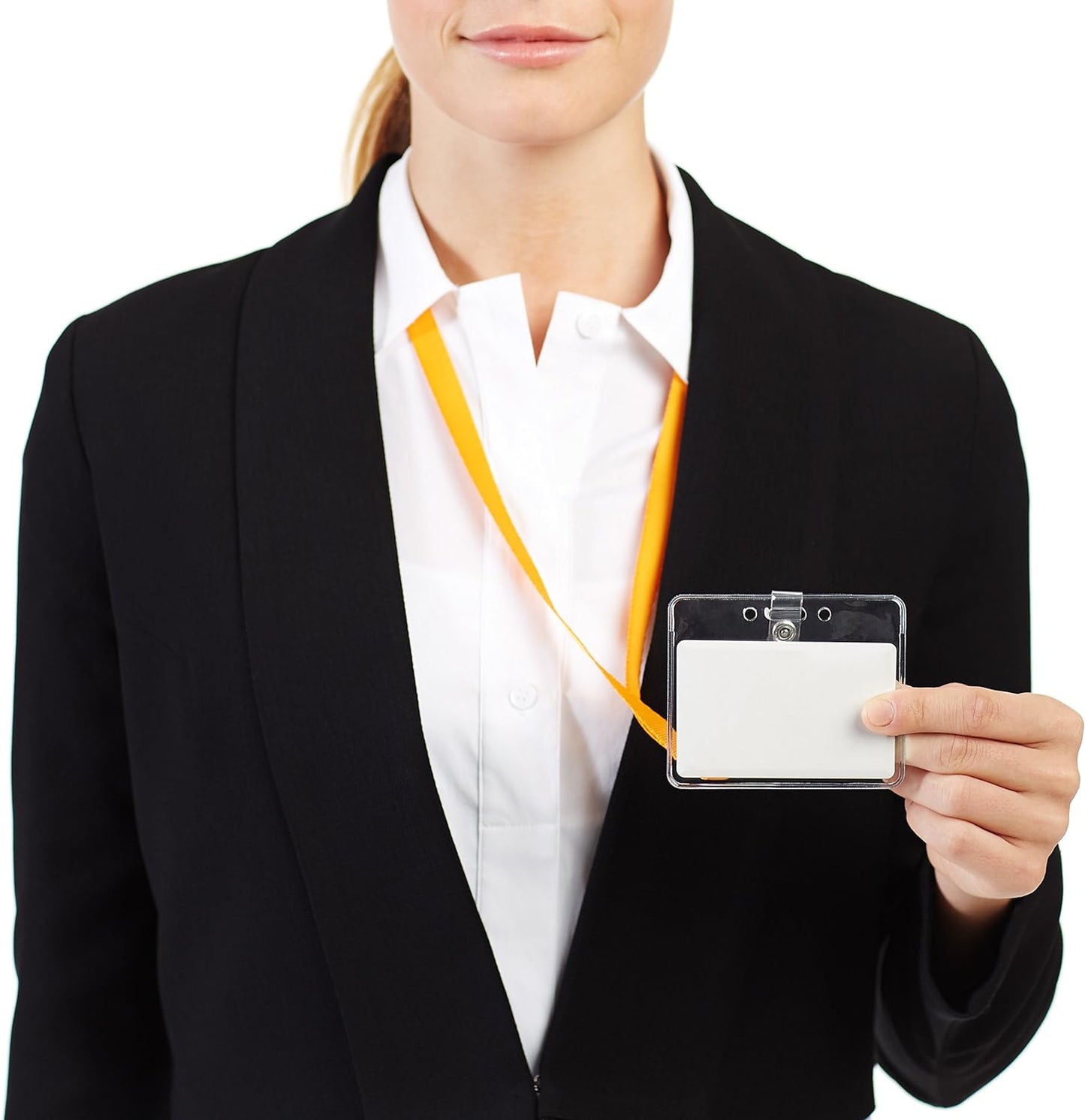 Amazon Basics ID Badge Holders, Horizontal Clear Plastic 3.38" x 2.38", Pack of 50