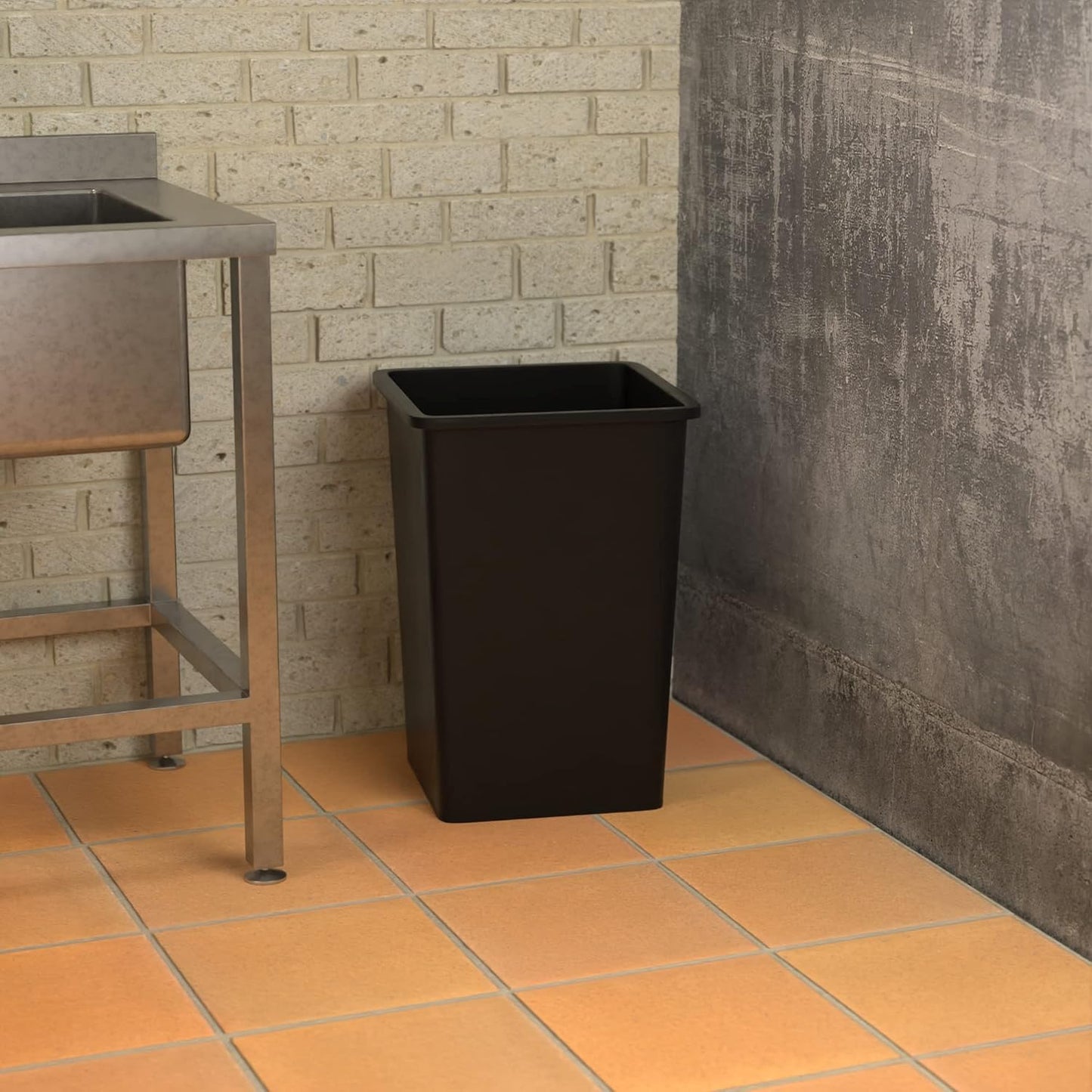 35 Gallon Black Square Commercial Trash Can