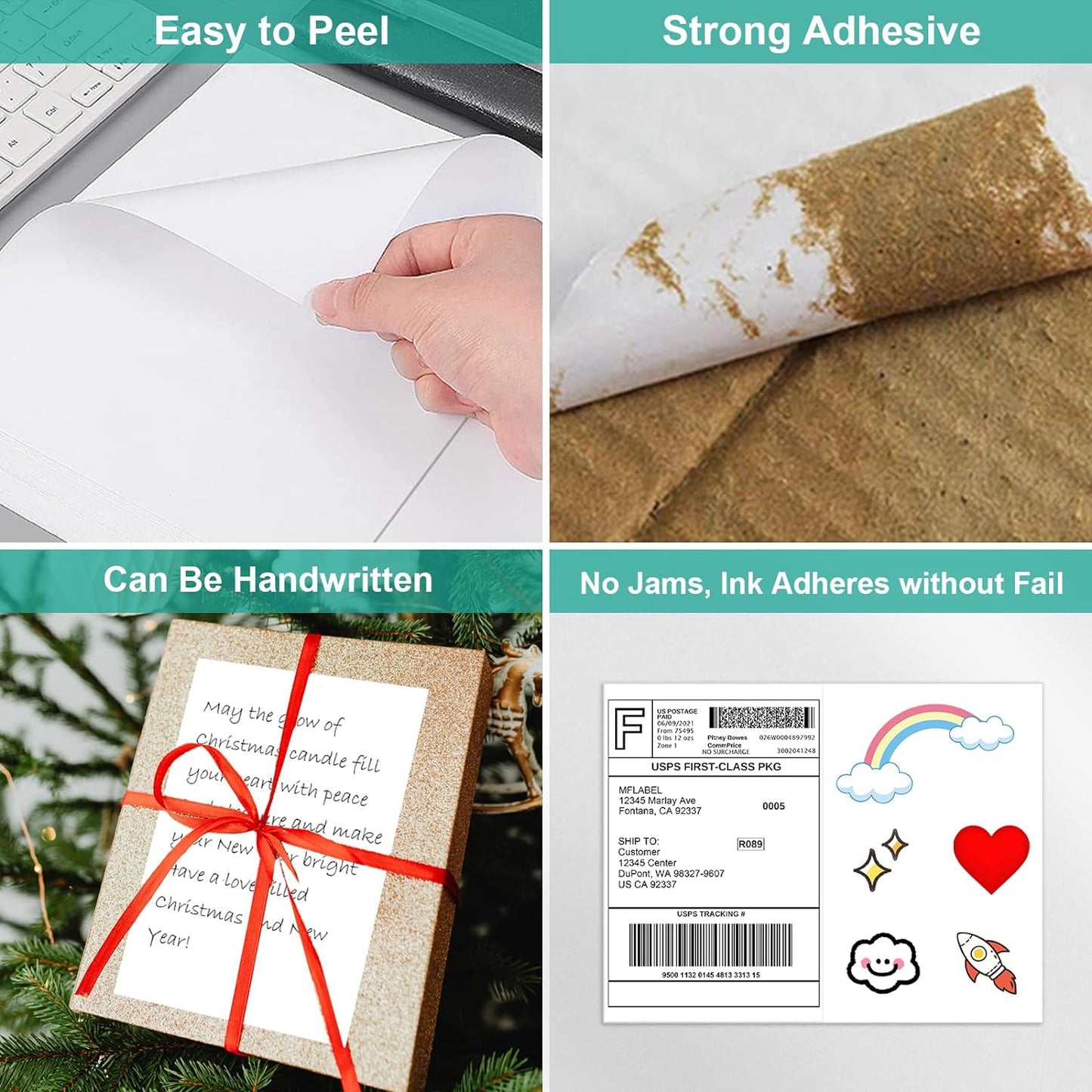 MFLABEL Half Sheet Shipping Labels 8.5x11 Inch - No Cut Needed! Self-Adhesive 8.5"x5.5" Labels for Laser/Inkjet (2000 Sheets = 4000 Labels) + Free 192 Fragile Stickers - FBA, UPS, FedEx