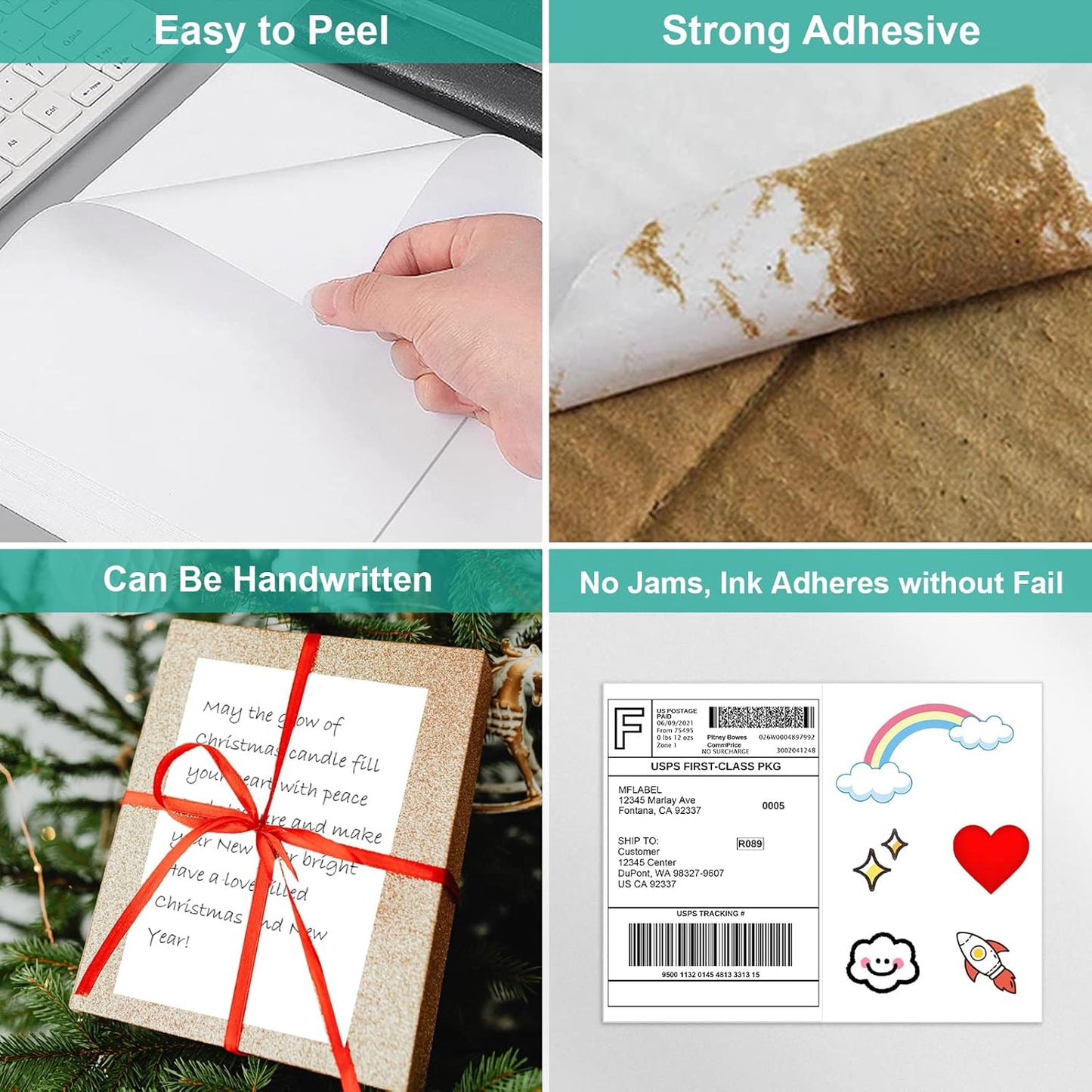 MFLABEL 8.5 x 11 Inch Half Sheet Shipping Labels - 1000 Adhesive Sticker Papers for Laser & Inkjet Printer (500 Sheets, 48 Free Fragile Stickers) - Ultimate Pack for FBA, Packages & Mailings