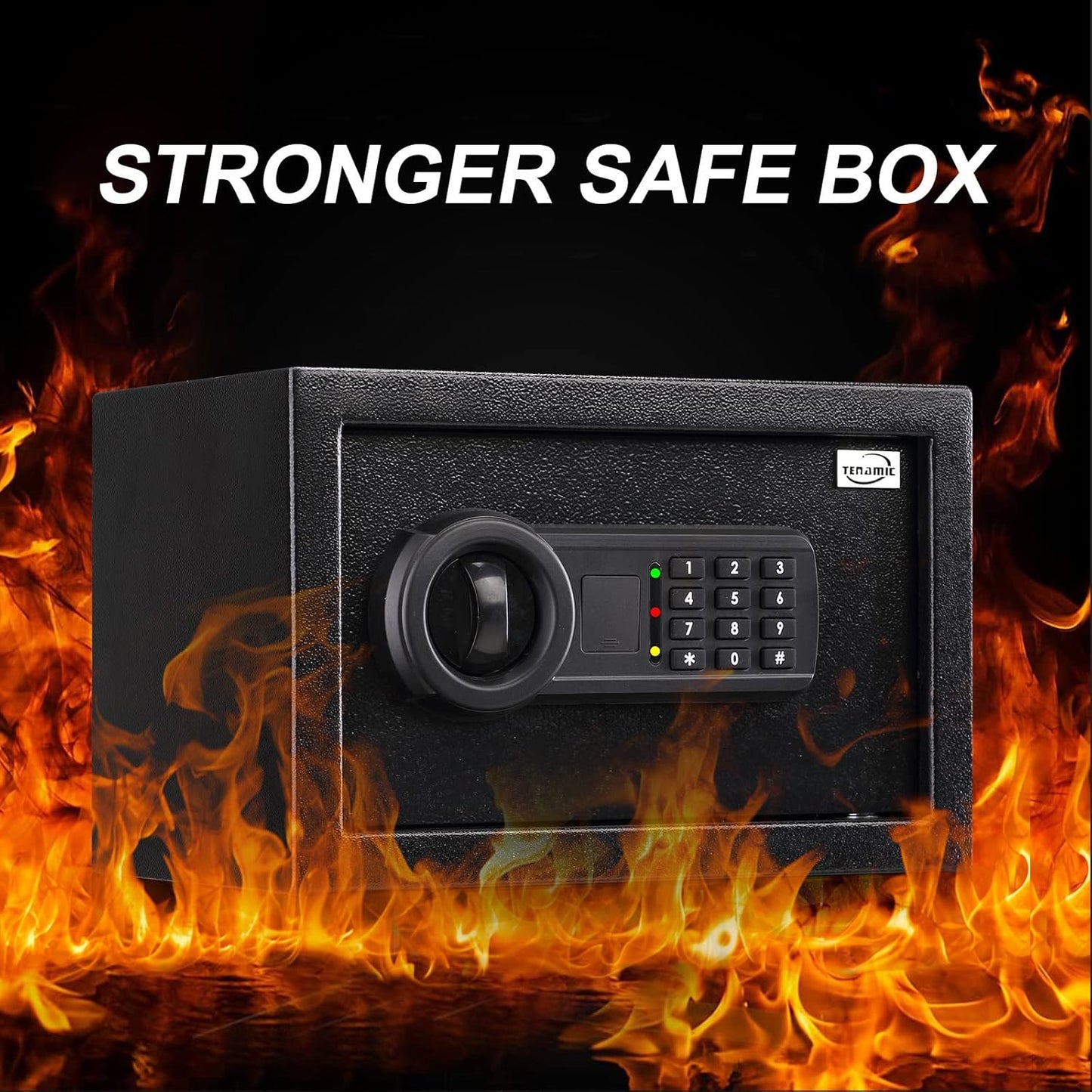 Tenamic Safe Box 0.4 Cuft Fireproof, Waterproof, Keypad Small Cabinet Lock Box, Solid Alloy Steel Office Hotel Home Mini Safe, Black