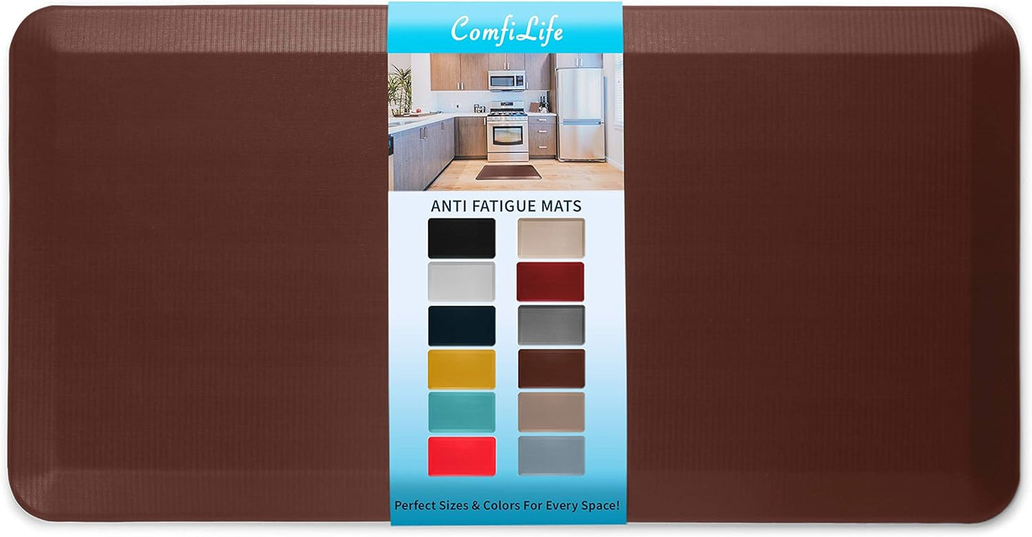 ComfiLife Anti Fatigue Floor Mat – 3/4 Inch Thick Kitchen Mats for Floor, Standing Desk Mat, Kitchen Rug – Comfort at Home, Office – Durable – Stain Resistant – Non-Slip Bottom (24" x 70", Brown)