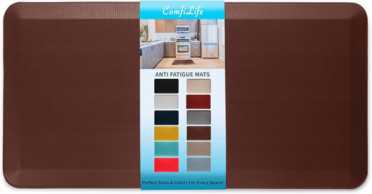 ComfiLife Anti Fatigue Floor Mat – 3/4 Inch Thick Kitchen Mats for Floor, Standing Desk Mat, Kitchen Rug – Comfort at Home, Office – Durable – Stain Resistant – Non-Slip Bottom (24" x 70", Brown)