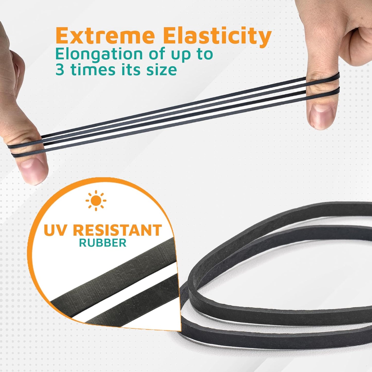 PlasticMill UV Resistant Rubber Bands Size 33 (3 1/2" x 1/8") - EPDM #33 Black Rubber Bands Office Supplies - Strong, Elastic Bands for Crafts, Cash, File Folders (500-Pack)