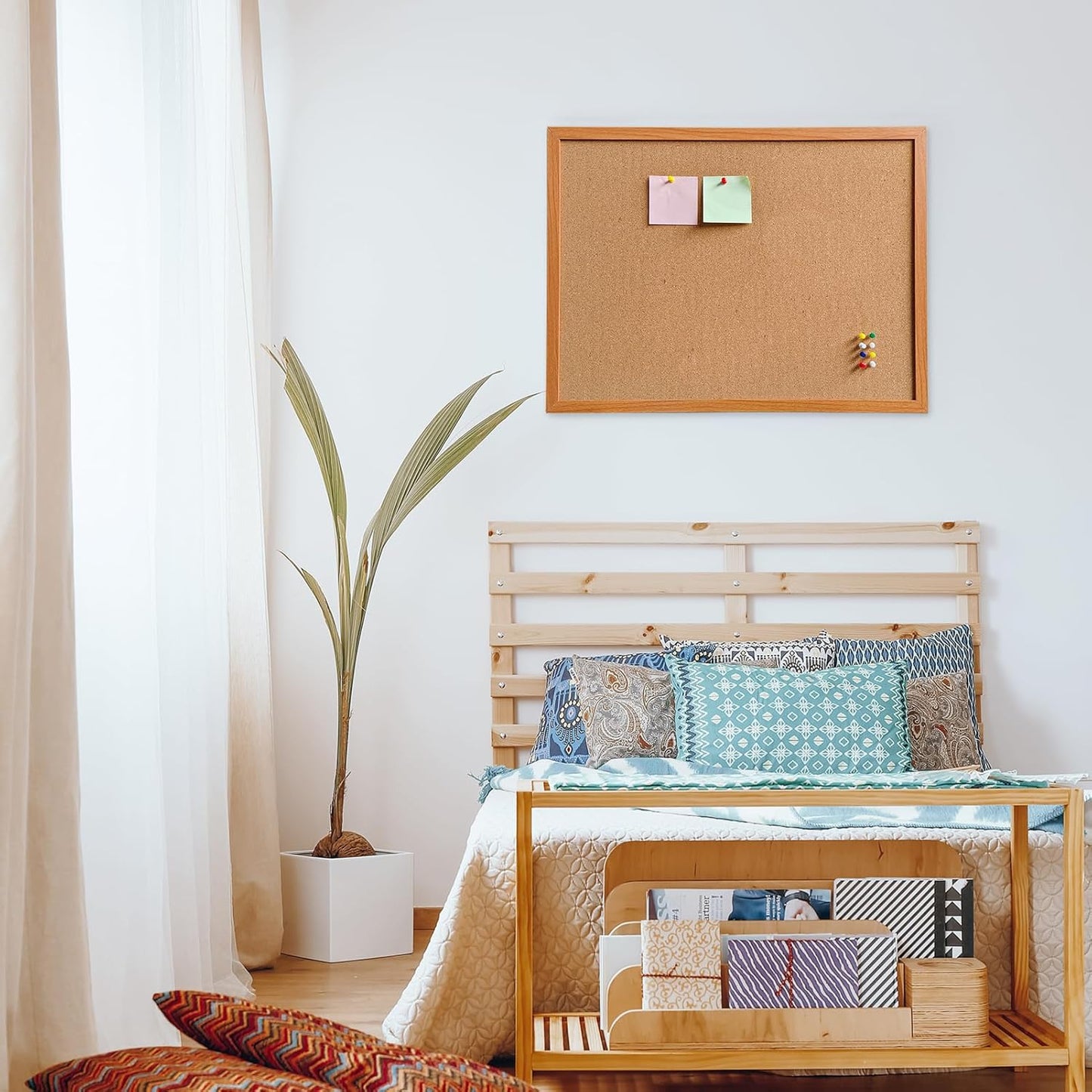 Cork Bulletin Board for Wall - 24” x 18” Bulletin Board Cork Board Wall Mounted Wood Frame Message Board pin Board for School,Office and Home