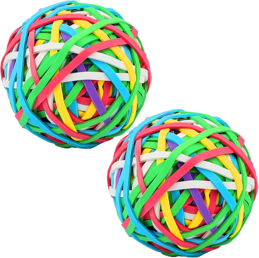 2 Pack Coloured Rubber Bands, Elastic Stretchable Band Ball Document Organizing for Office, Home, 300 Pieces