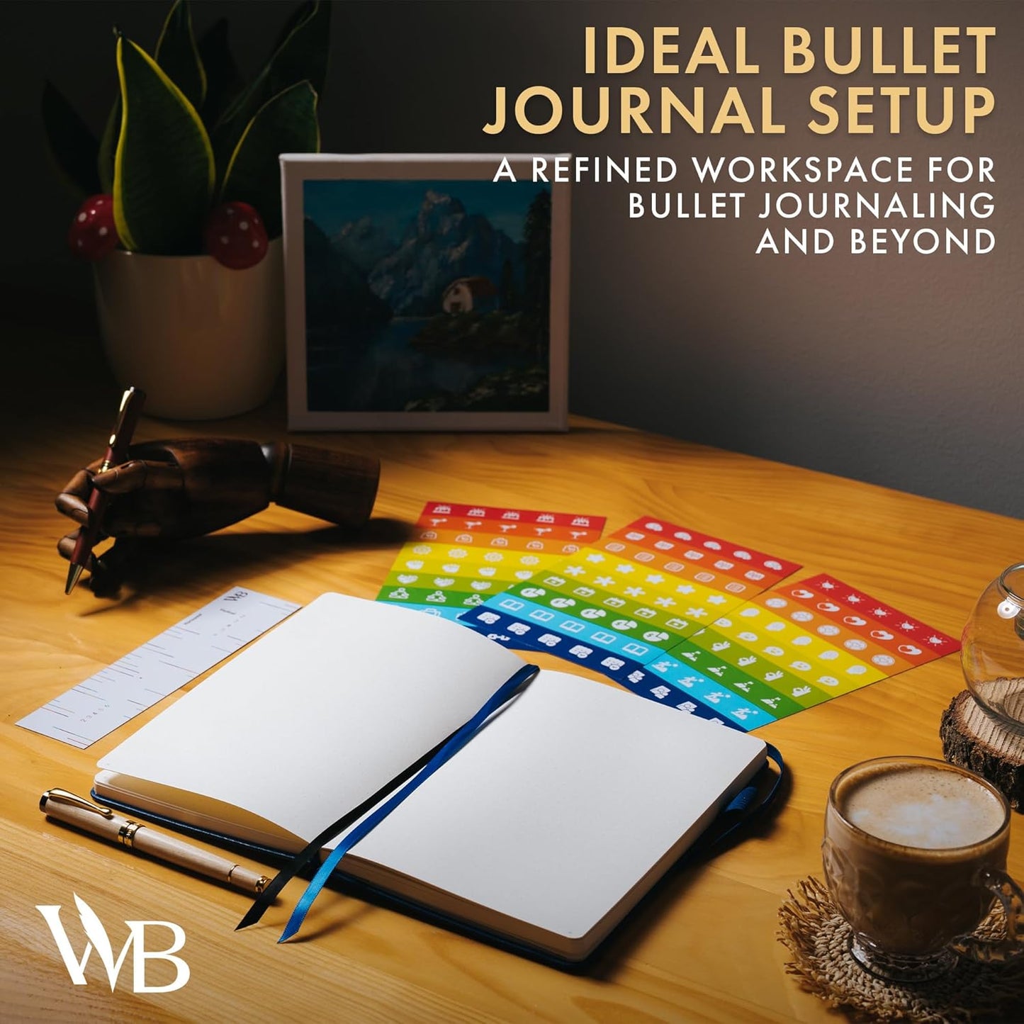 Wordsworth & Black A5 Bullet Dotted Journal 216 Dotted Pages, Hardcover Grid Dot Leather, 120 GSM Paper, Journaling Notebook for Work & Sketching, Journals for Women, Men - Gifts Box Included Blue