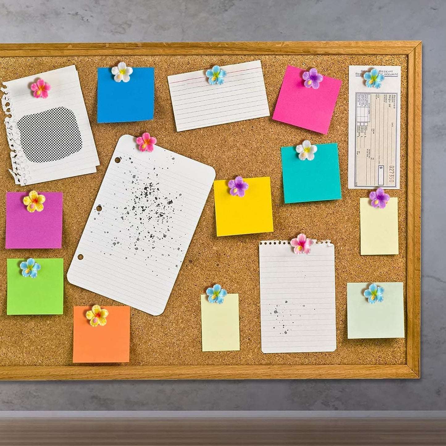 60 pcs Flower Push Pins Cute Decorative Flower Thumbtacks Color Pushpins for Bulletin Cork Board Photo Wall Display Map Home Office Organization