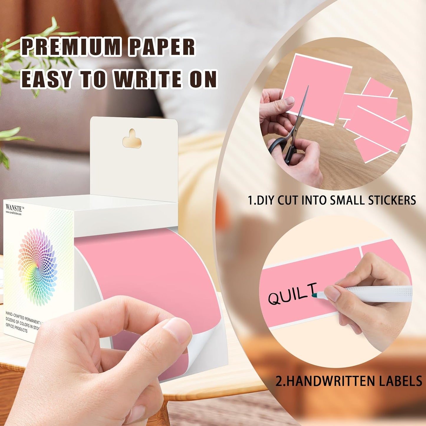 3 x 5 Inch 250Pcs Rectangle Color Coding Stickers,Strong Adhesion, Easy to Write Label for Organization,Inventory,Business Labeling,Pink