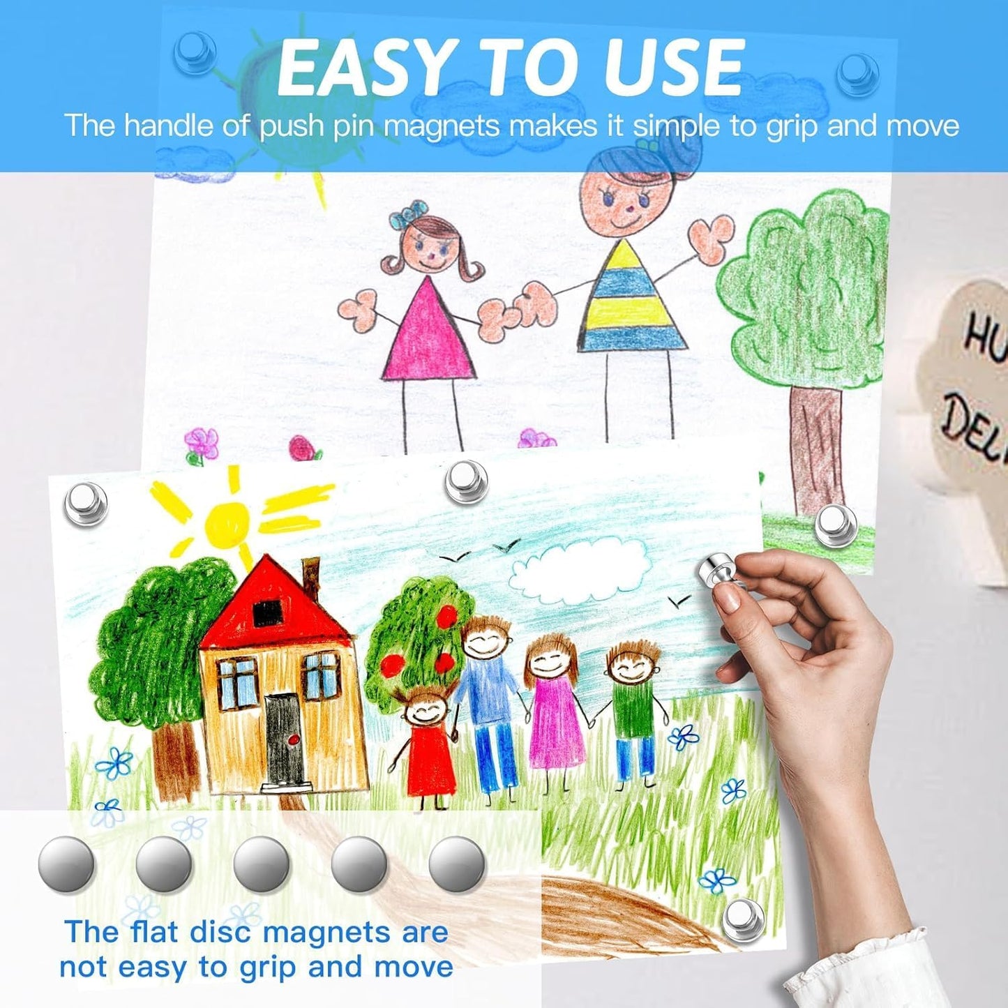 50Pack Magnets for Whiteboard,Strong Silver Refrigerator Magnets,Fridge Magnet,Map Magnets,Small Push Pin Magnet for Whiteboard,Fridge,Office,Classroom