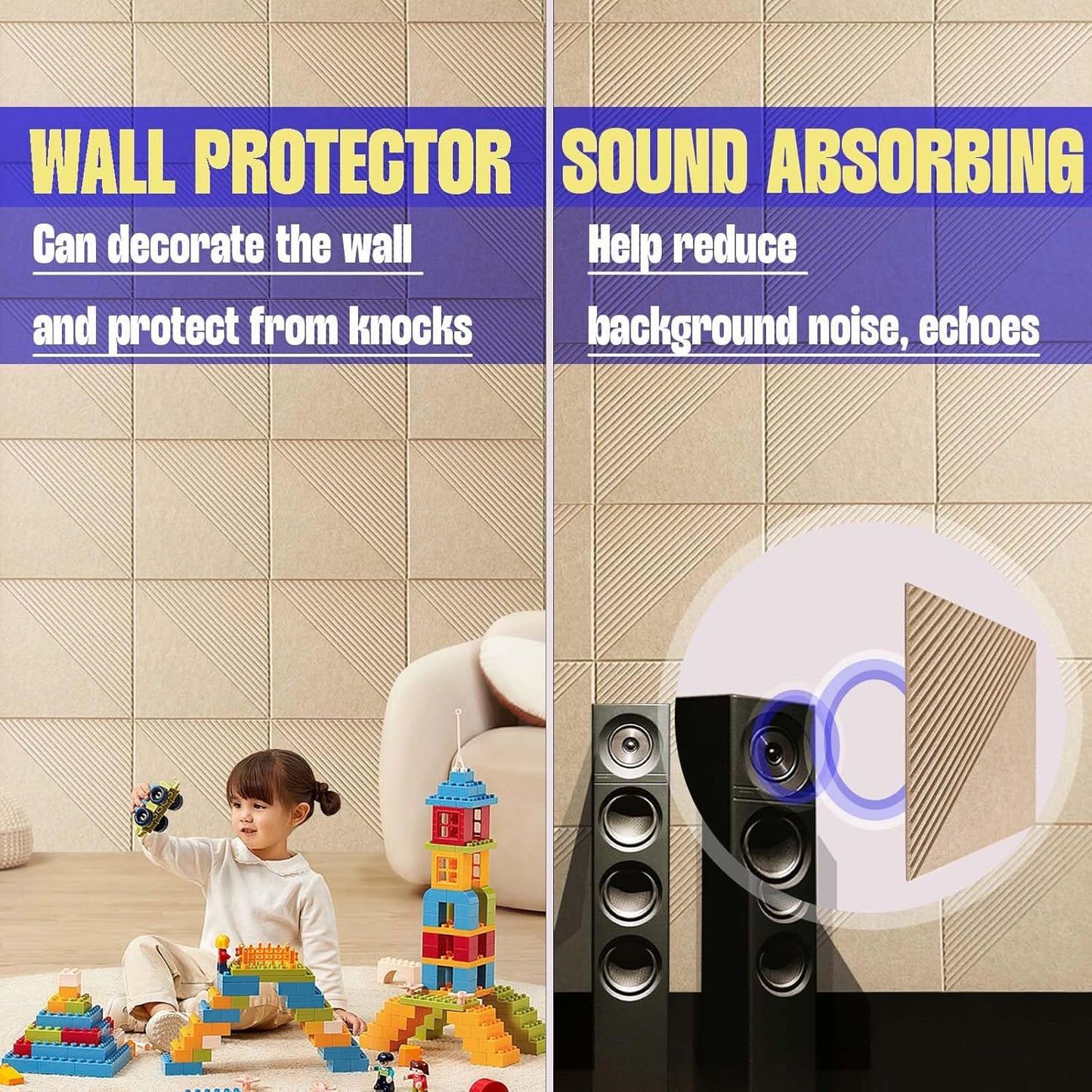 Large Cork Board for Walls 48"x 36", 12 Pack Felt Wall Tiles with Safe Removable Adhesive Tabs, Cork Board for Office,Pinboard Bulletin Board - Tan