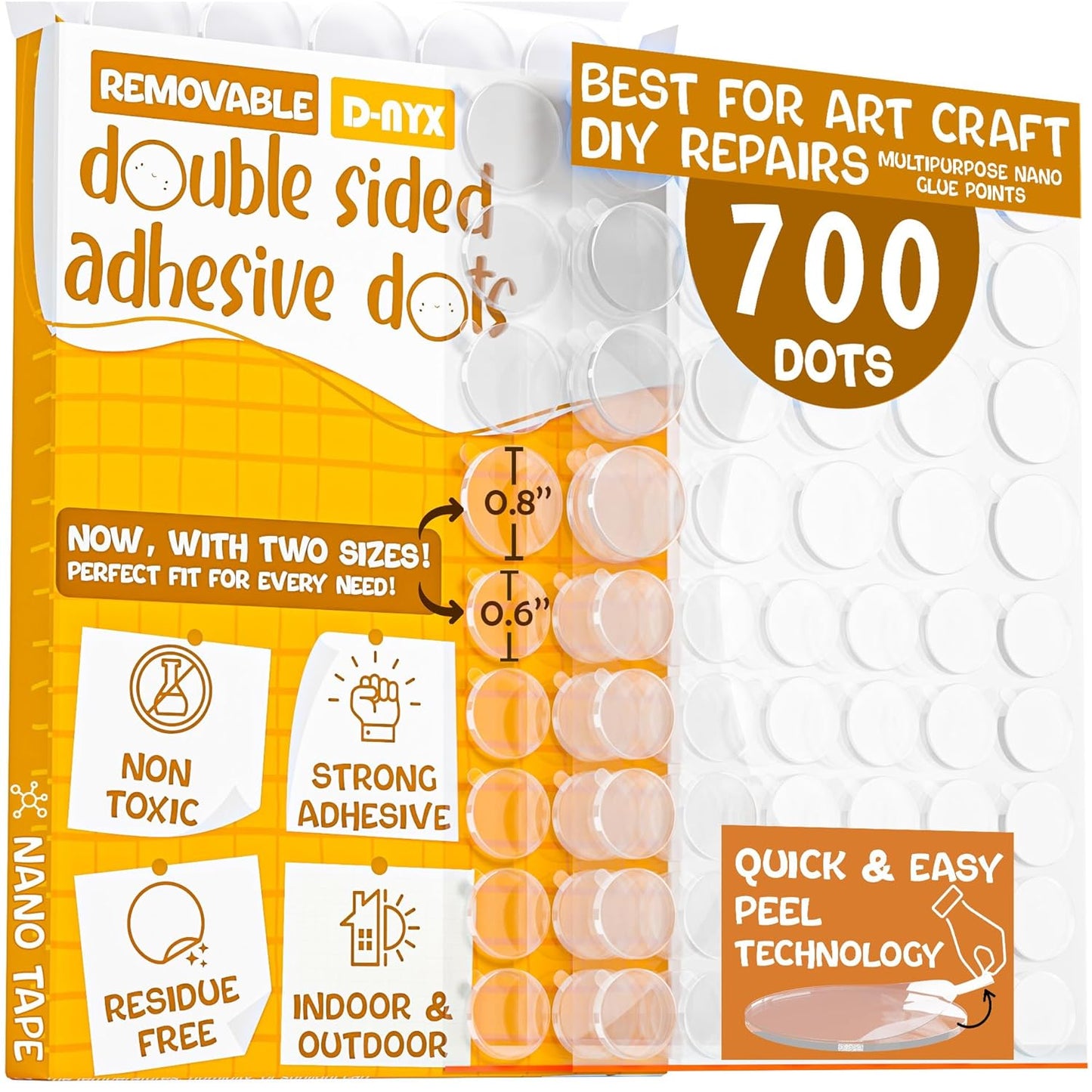 Double Sided Tape Sticky Dot Stickers 280, 350, 450, 550 or 700 Pack Removable Putty No Trace Clear Sticky Tack Waterproof Small Stickers for Festival Decoration Picture (700 Sticky Dots)