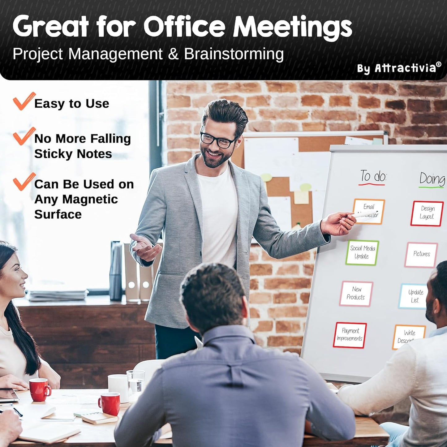 Dry Erase Magnetic Labels 3.7 x 2.8 in, Color Borders, Medium Dry Erase Magnets, 20-Pack, White Erasable Write-On All-Purpose Labels, for Office, Education, Home, Whiteboard