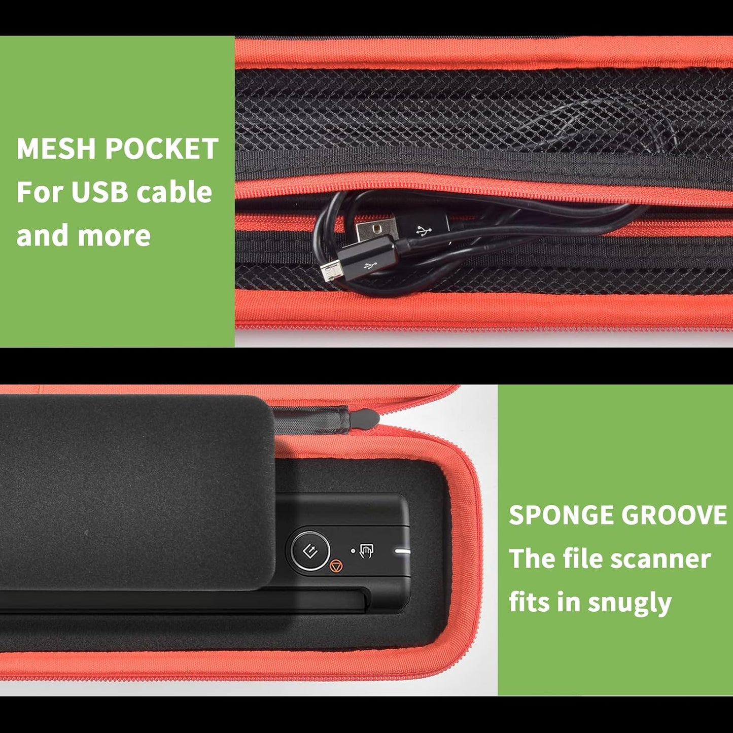 Case Compatible with Epson Workforce ES-50/ ES-60W/ ES-55R/ ES-65WR/ DS-30/ DS-70/ DS-80W Portable Sheet-Fed Document Scanner, Storage for Epson Scanner for PC and Mac- Black (Box Only)