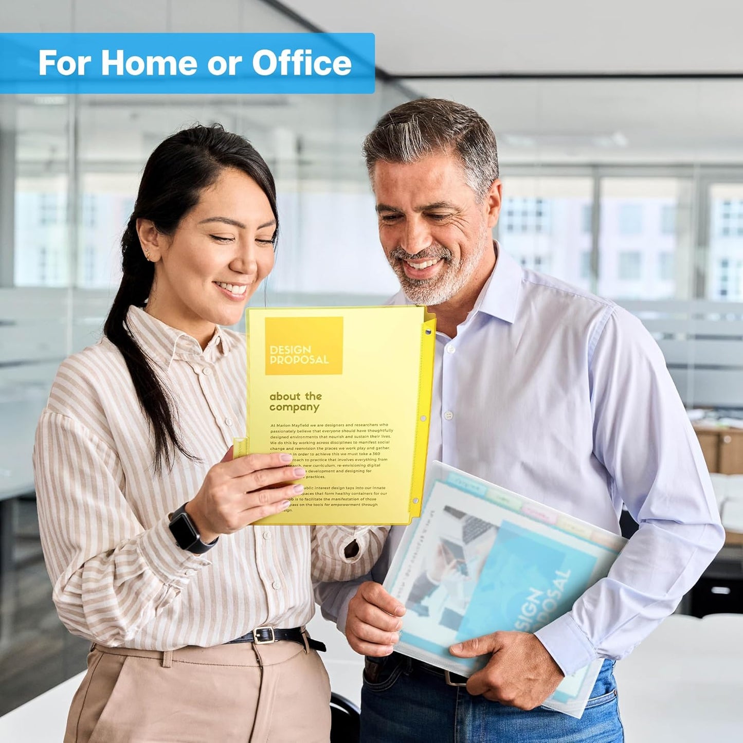 Dunwell Plastic Binder Dividers with Front Pocket (5 Tab), Clear Slash Single Pocket Divider with Tabs, 3 Ring Binder Pockets with Index Tab, Acid-Free, Notebook Dividers Include Label Inserts