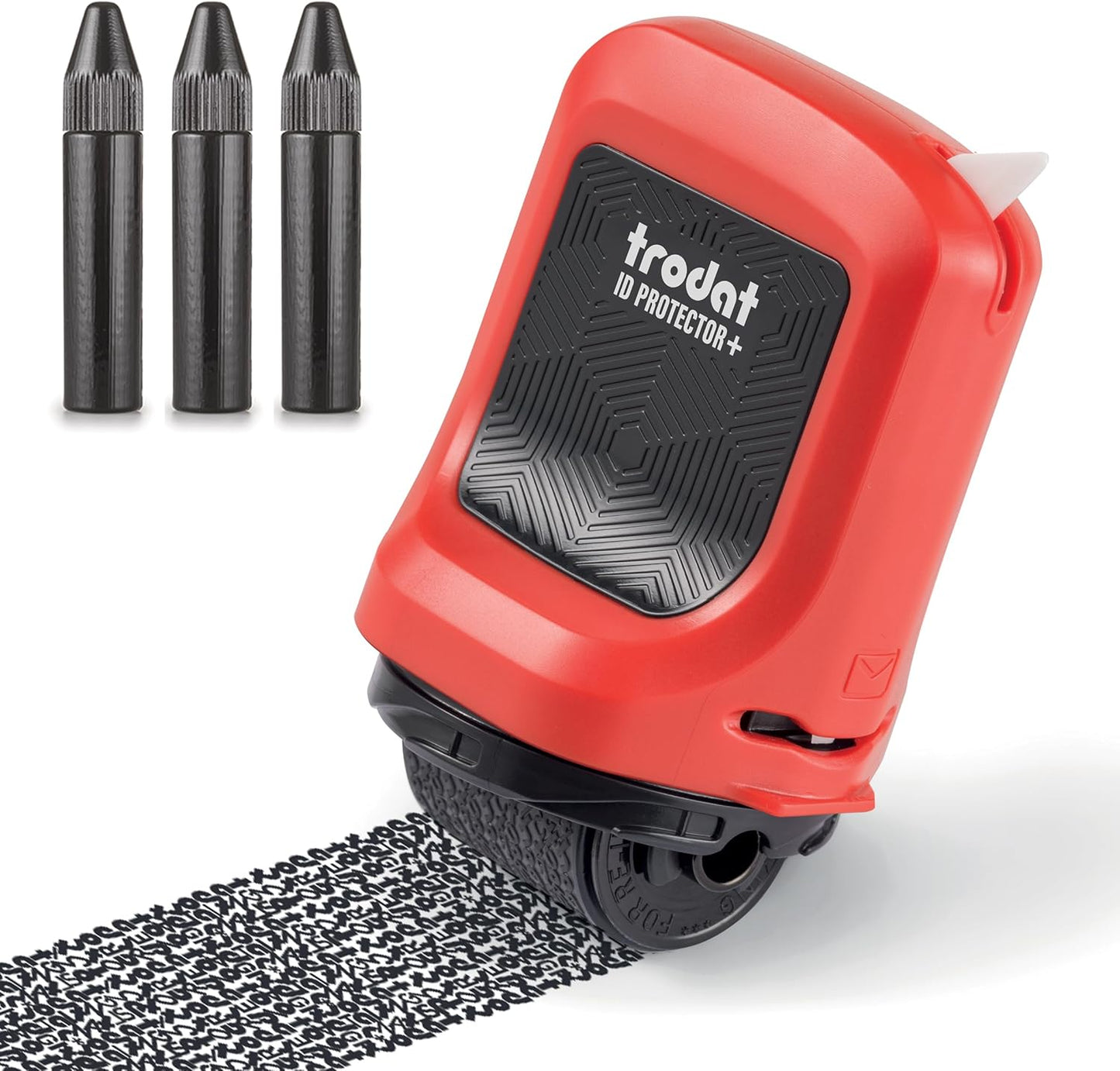 Trodat ID Protector+ Ink Roller – Identity Theft Protection Roller Stamp with Integrated Box & Letter Opener (3in1) – incl. 3 Refill Inks