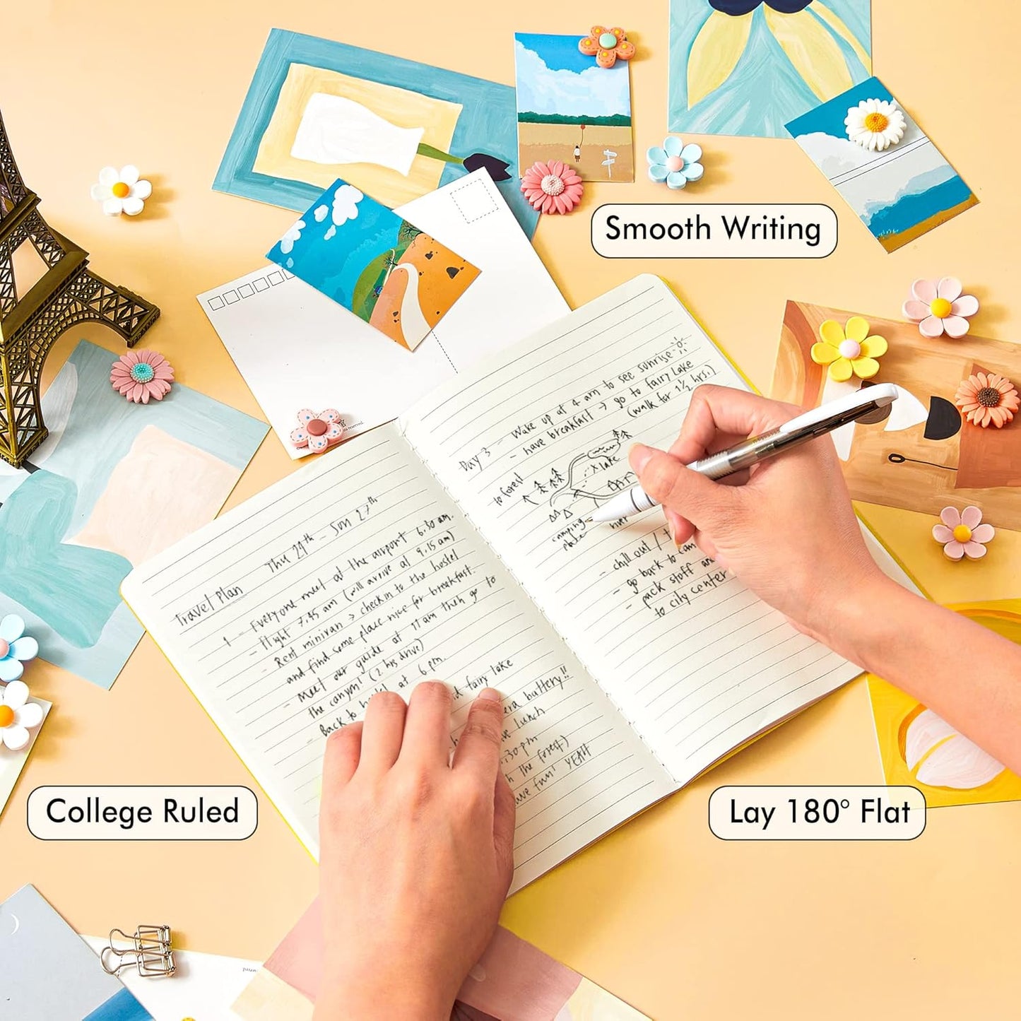 feela 8 Pack Soft Cover Journal Bulk, Notebooks College Ruled for Work, Lined Travel Journal for Women Men, Note Taking Notebook School Supplies Business Writing, 8.2” x 5.5”, A5, Yellow