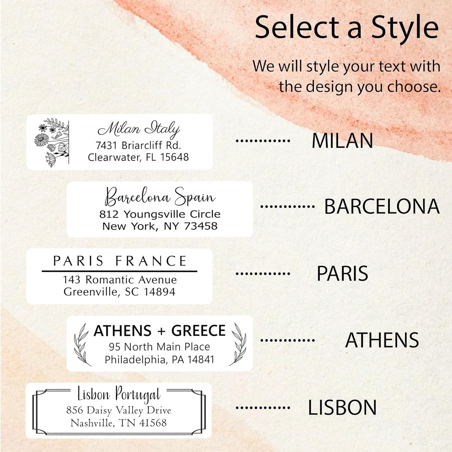 Personalized Return Address Labels - High Gloss Custom Mailing Labels on Sheets - Self-Adhesive Return Stickers for Envelopes with Crisp Printing Design (50-1000)