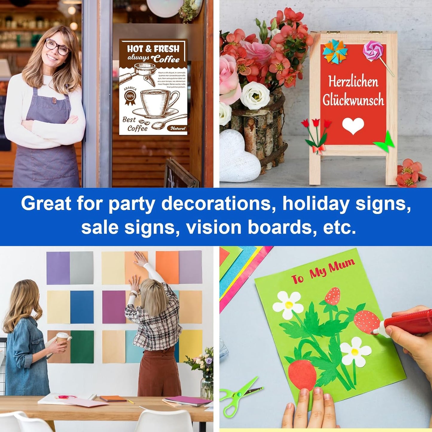 50 Pcs Poster Board Colorful Paper 12x18, ROOKEA Vision Boards Bulk Blank Graphic Display Posterboard Card Paper for Kids School Classroom Arts Craft Projects Drawing Scrapbooking