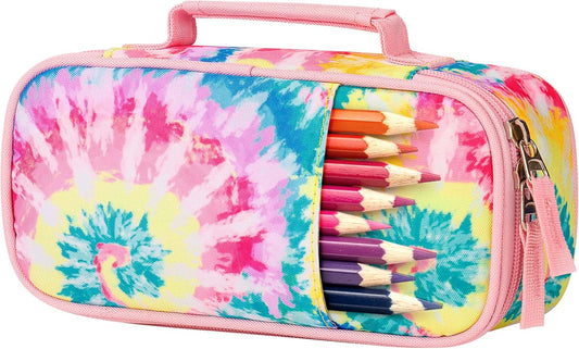 Choco Mocha Tie Dye Pencil Case for Girls, Soft Pencil Case Kids Pencils Pouch for Kindergarten Girls,Colorful