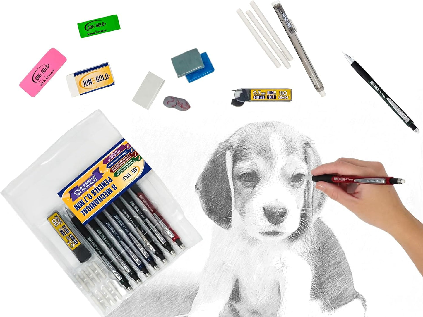 June Gold 28 Neon Colored Rubber Erasers - These All-Purpose erasers are Perfect for classrooms, Homes & Offices