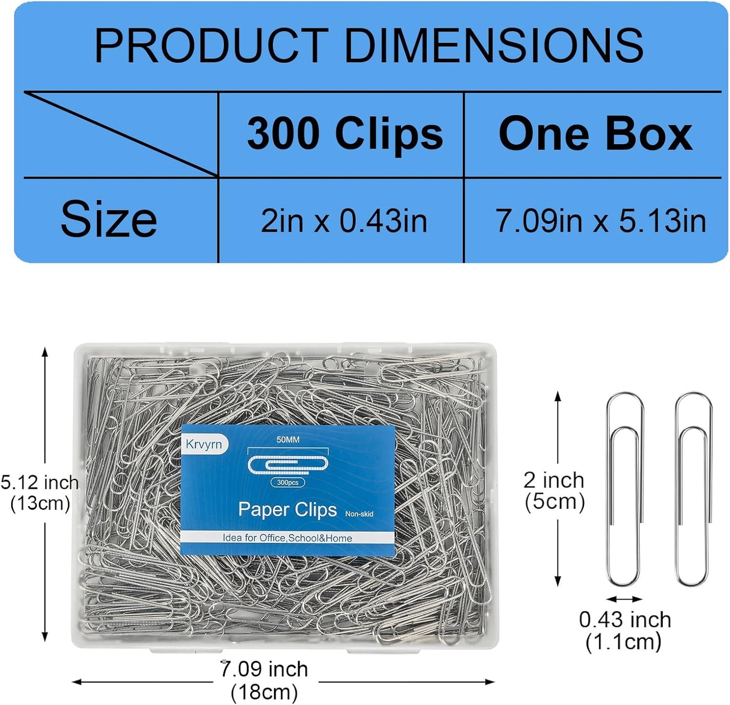 Large Paper Clips Non-Skid, 2 Inch Jumbo PaperClips, 300 Pcs Metal Paper Clips Large,Paperclips Non-Skid Clips for Office&School Supplies.