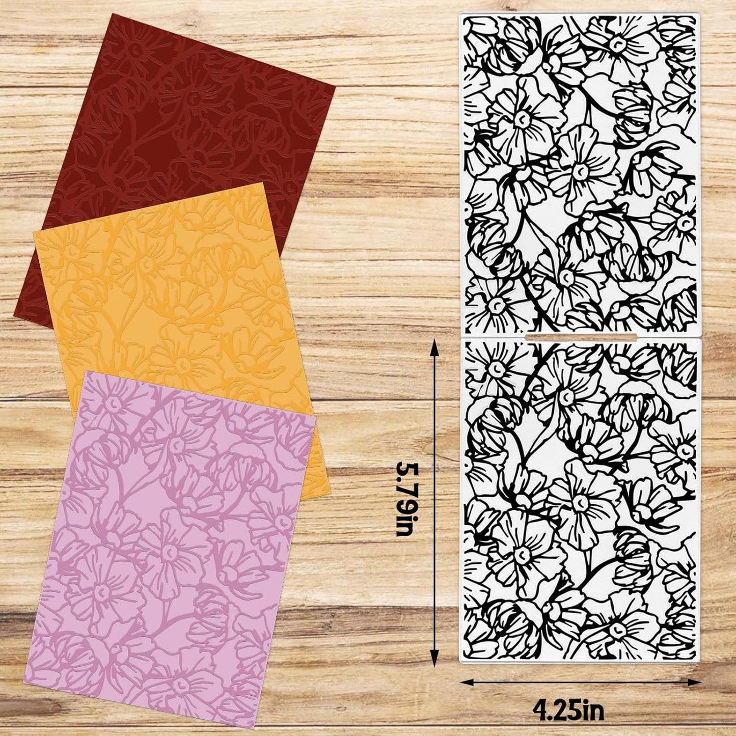 ALIBBON Spring Flower Background Plastic Embossing Folders for Card Making, Floral Background Embossing Folders for DIY Scrapbooking, Flowers Folders for Paper Craft Photo Album Decorations