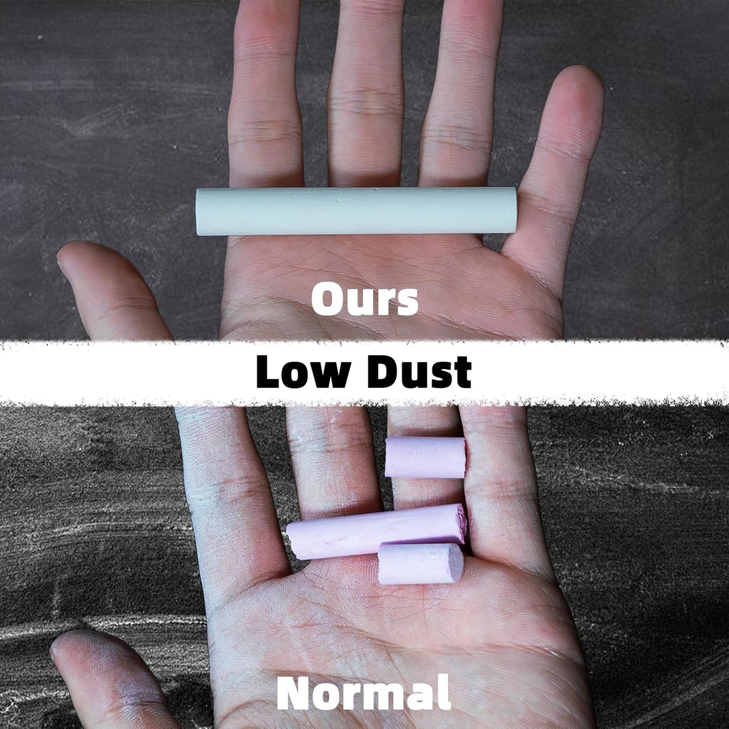 White Chalk 100PCS, Low Dust Chalks Stick Bulk for Chalkboard Blackboard Non-Toxic