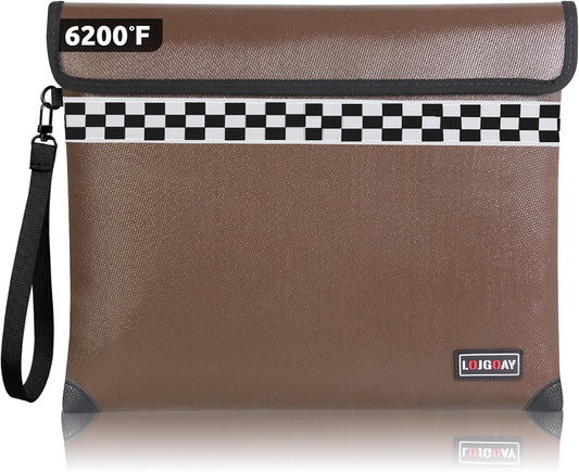 6200°F Fireproof Document Bag with upgrated Fireproof Zipper, Fire Proof Money Bag for Cash with Hand Strap, 9 Layers of Heat Insulated Materials, Water Resistant Fireproof Bag for Documents,Safe Bag