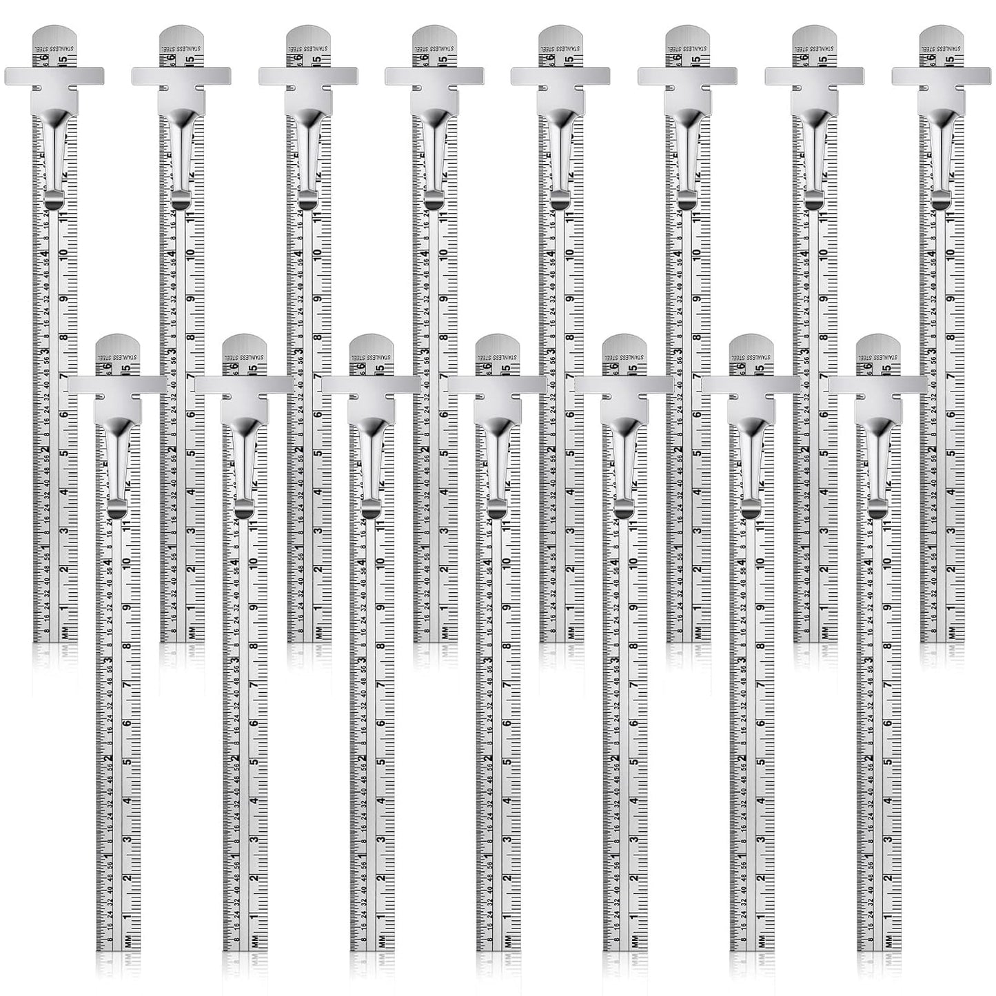 20 Pieces 6 Inch 15 cm Pocket Ruler Flexible Precision Stainless Steel Ruler with Detachable Clips Stainless Steel Pocket Clip Scale Gauge Metric British System