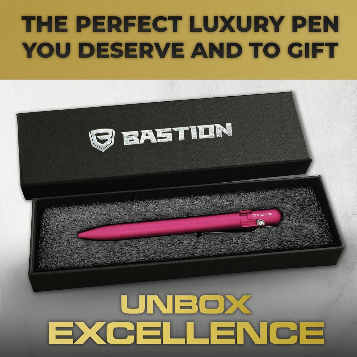 BASTION® Luxury Bolt Action Pen, Durable Professional Ballpoint Pen with Fine Tip, EDC Pen, Ink Refillable Pen for Birthday Gift, Travel Pen for School and Work