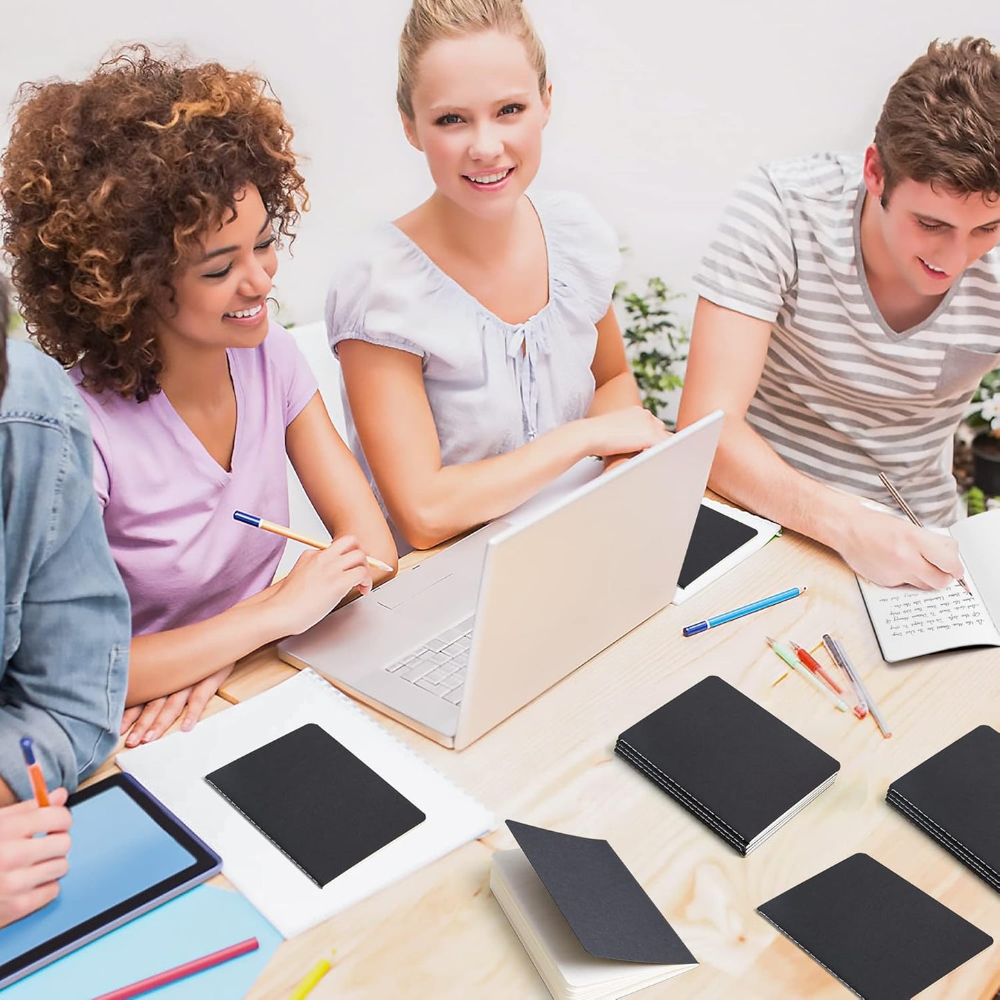 feela 170 Pack Blank Kraft Notebooks, Unlined Sketchbook Mini Cute Note Pad for Drawing Writing, Journal Bulk For Kids Students Office School Supplies, A6, 48 Pages, 4.25” X 5.5”, Black