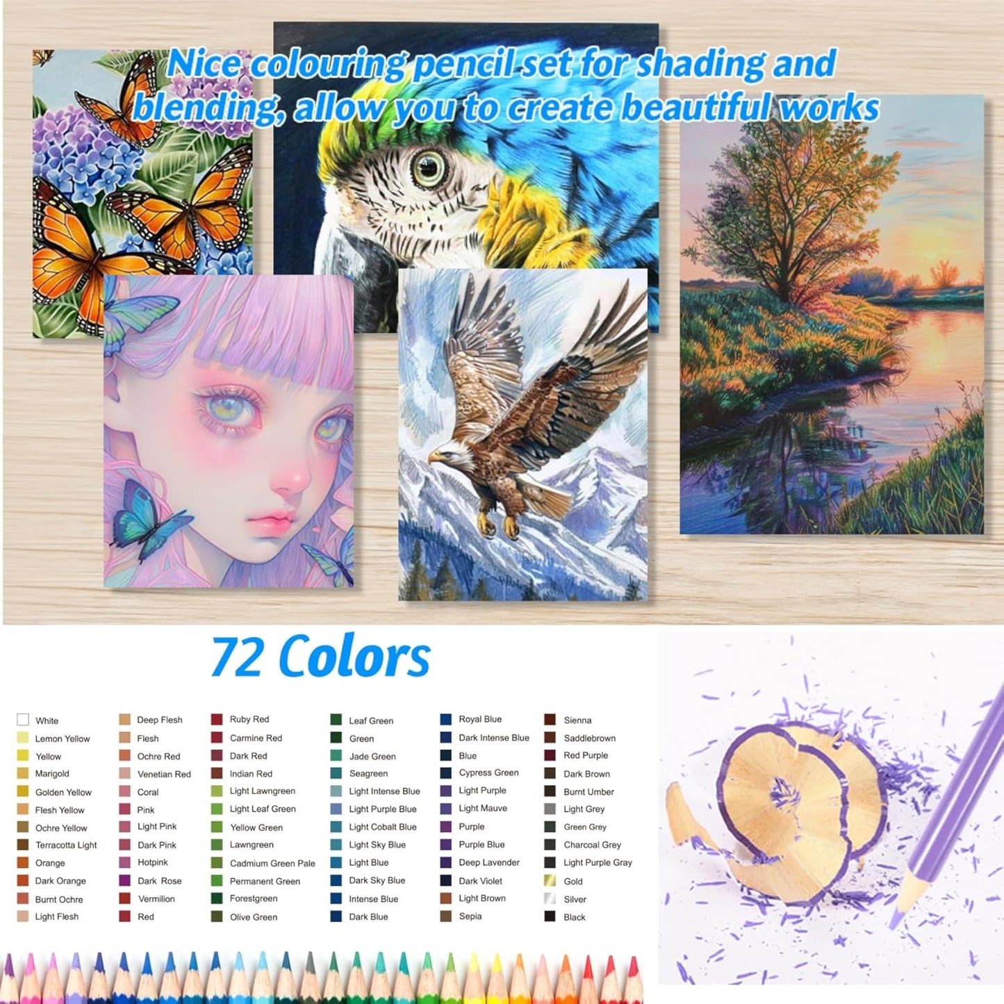 H & B Art Supplies, 72Pack Drawing Supplies for Adults, Drawing Kit with Coloring Book, Oil-Based Colored Pencils for Artists