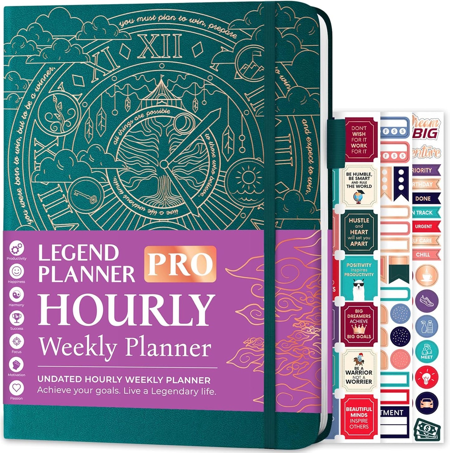 Legend Planner PRO Hourly Schedule - Weekly & Daily Organizer with Time Slots. Appointment Book Journal for Work & Personal, A4 (Dark Teal)