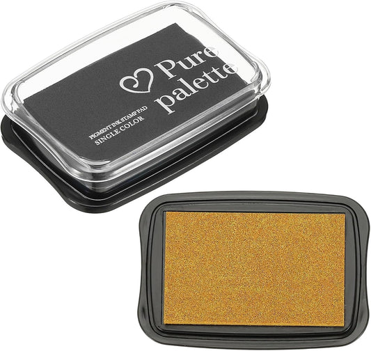 PATIKIL 3"x2" Large Stamp Pad, 2Pcs Washable Craft Ink Pad for Rubber Stamp Card Making Stamping Scrapbook Fingerprint Handprint, Golden/Black