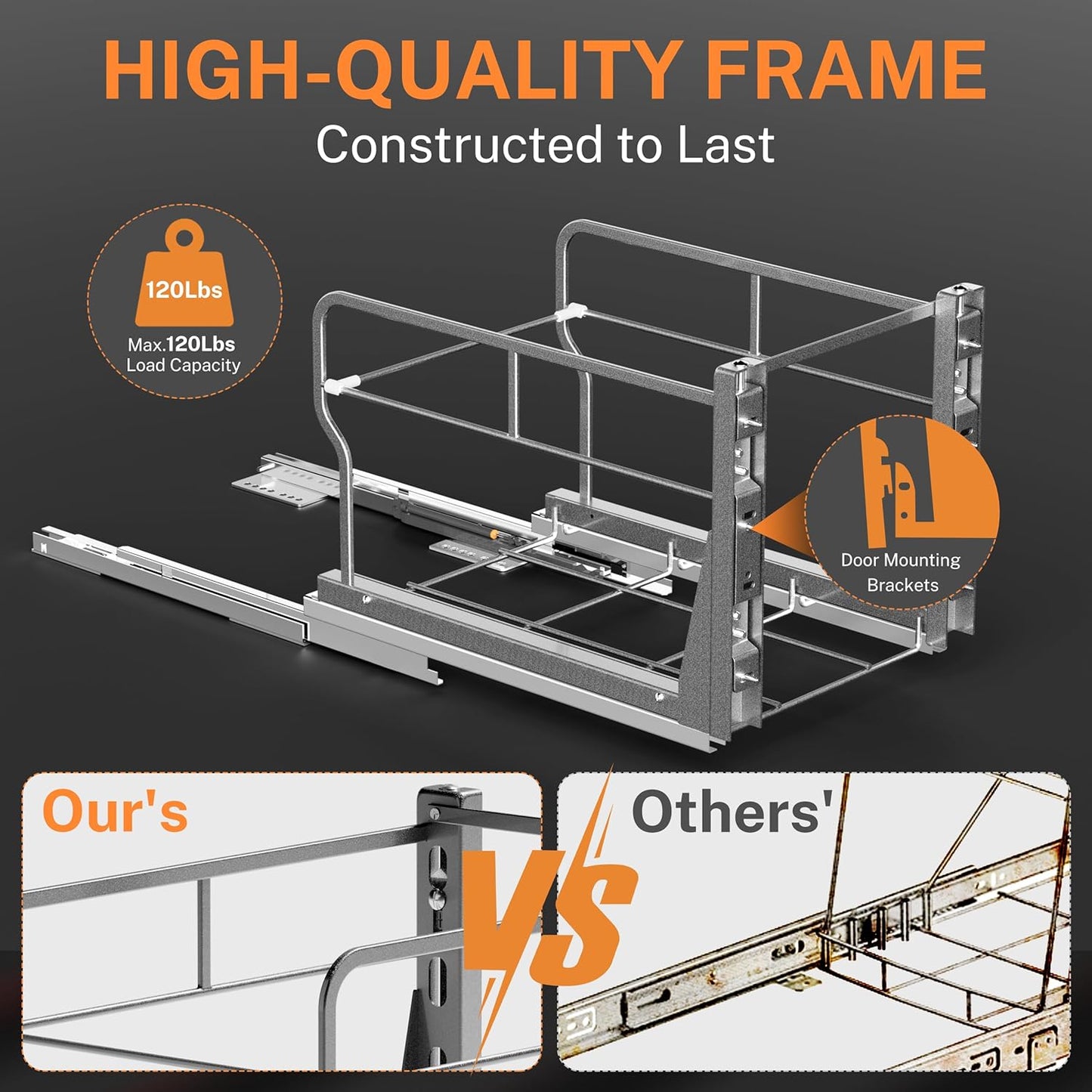 YJHome Pull Out Trash Can Under Cabinet with Soft-Close Slides, Garbage Can Not Included, Cabinet Trash Can Pull Out Kit with Door Mounting Kit, Requires Minimum Cabinets Opening 17" W X 24" D