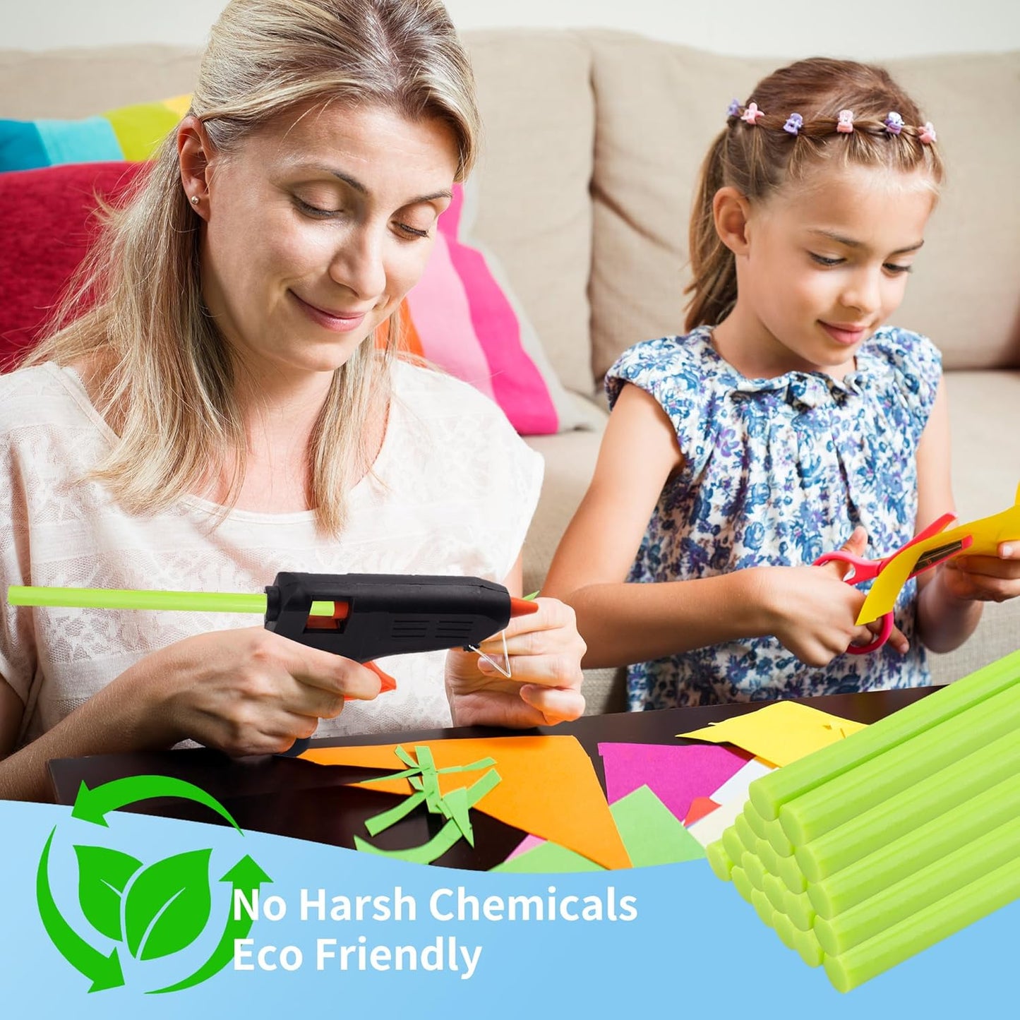 MATUFF Light Green hot Glue Sticks Full Size 0.43” Dia x 8” Long, 52 pcs Hot melt Adhesive Glue Sticks, All-Purpose Colored Glue Gun Sticks for Christmas Decoration Crafts Arts School Repair Bonding