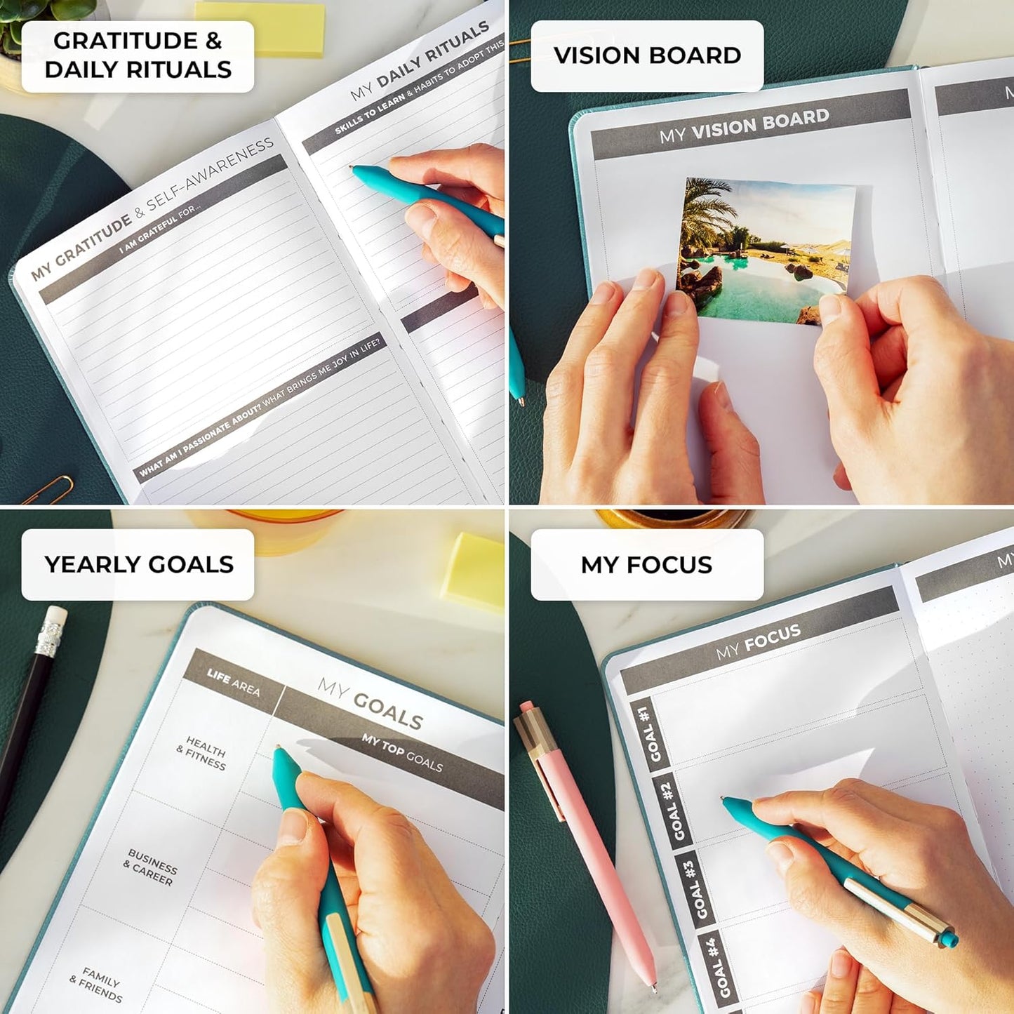 Clever Fox Daily Planner – Undated Planning Notebook with Hourly Schedule & To-Do List – Personal Day Task & Work Organizer, 6 Months (Aquamarine)